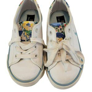 Polo Ralph Lauren Kids Size 8 Sneakers - White Leather w/Light Blue Trim EUC